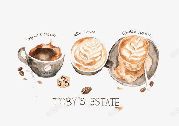 水彩咖啡png免抠素材_新图网 https://ixintu.com 卡通 咖啡 手绘 水彩