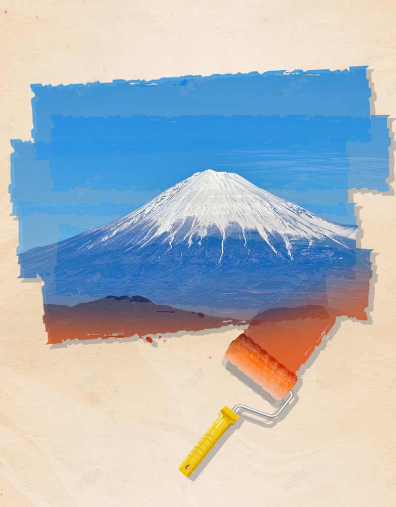 地标背景psd设计背景_新图网 https://ixintu.com 刷墙素材 刷子 富士山 小清新 文艺 皱纸 简约 美丽的富士山
