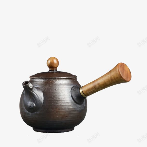 仿古柴烧侧把壶功夫茶具png免抠素材_新图网 https://ixintu.com 产品实物 整套 泡茶壶 茶具 茶壶