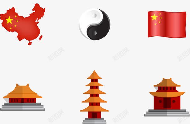 中国代表物png免抠素材_新图网 https://ixintu.com 中国风 代表物 建筑 装饰