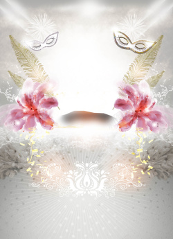面具花朵素材大气舞会海报背景高清图片