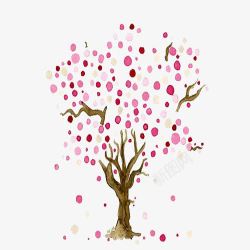 粉色波点树木素材