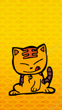 黄色背景上的猫咪H5素材背景背景