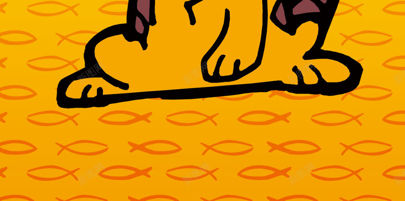 黄色背景上的猫咪H5素材背景psd高清背景_新图网 https://ixintu.com 黄色背景 宠物 猫咪 舌头 鱼 H5素材 PSD背景 卡通