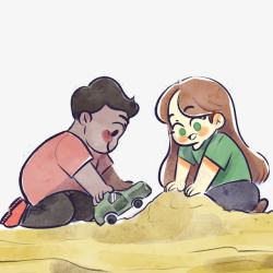 孩子玩沙堆素材