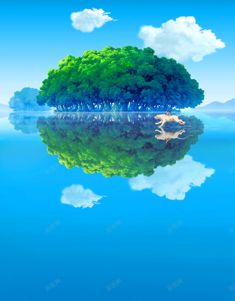 蓝色海水海报背景psd设计背景_新图网 https://ixintu.com 摄影 树木 海水 深林 环保 绿色 风景