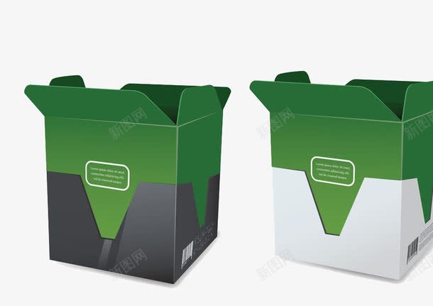 敞开的商品包装箱png免抠素材_新图网 https://ixintu.com 商品包装箱 纸箱 绿色