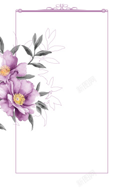 线纸质边框花卉插画线面背景图高清图片