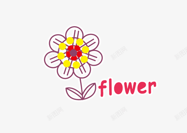 卡通线条花朵英文png免抠素材_新图网 https://ixintu.com 卡通 卡通手绘 卡通花朵 线条 线条花朵 花朵