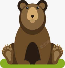 一只熊一只褐色大笨熊矢量图高清图片