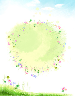 绿色喷绘手绘喷绘水彩小花朵绿色印刷背景高清图片