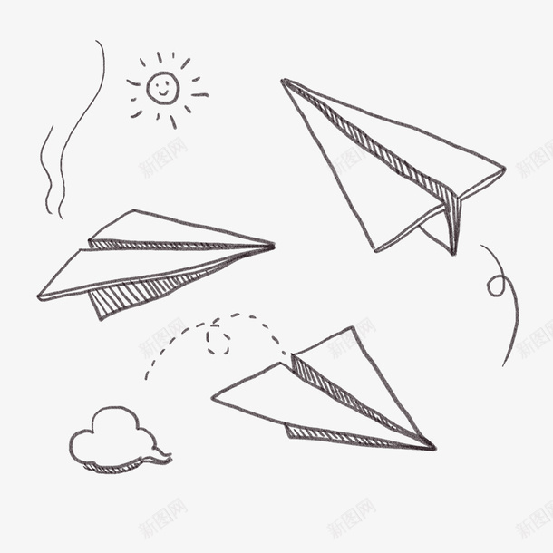 手绘透明纸飞机图标png_新图网 https://ixintu.com 图标 手绘 纸飞机 透明