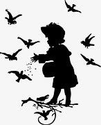 女孩喂养鸟剪影png免抠素材_新图网 https://ixintu.com 侧影 儿童 喂养 女孩 鸟