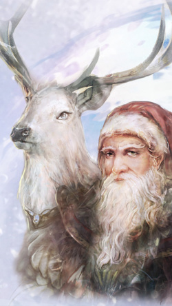 圣诞爷爷驾驶鹿手绘圣诞老爷爷和鹿高清图片