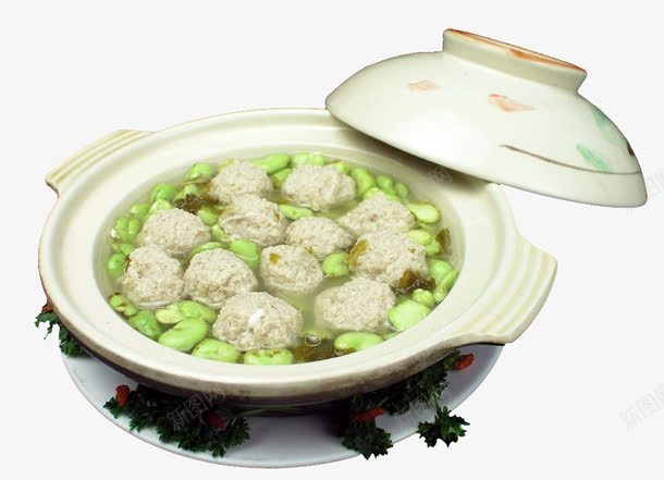 酸菜蚕豆肉丸煲png免抠素材_新图网 https://ixintu.com 家常菜 时令菜 美食 肉丸 蚕豆 酸菜 餐饮 香菜