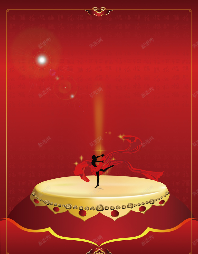 鼓上起舞女人psd设计背景_新图网 https://ixintu.com 大气 红色背景 鼓上起舞女人