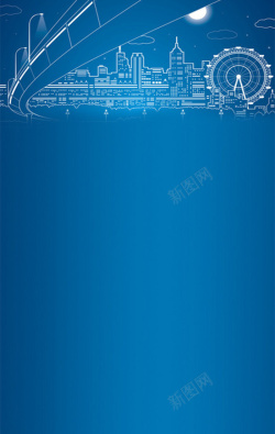 数字化城市蓝色背景简约科技平面广告高清图片