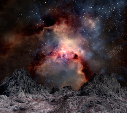 银河烟雾繁星山背景