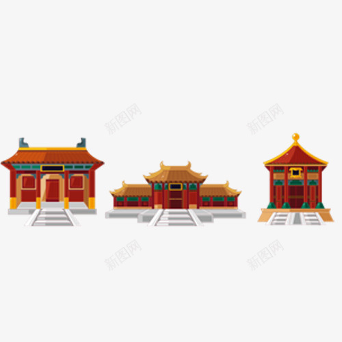 手绘建筑红装饰png免抠素材_新图网 https://ixintu.com 建筑 手绘 红 装饰