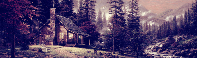 林中小屋背景
