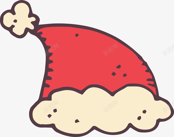 红色圣诞节帽子png免抠素材_新图网 https://ixintu.com 冬季 卡通手绘 圣诞节 尖尖帽 矢量图案 红色