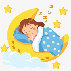 童话背景在月亮上睡觉的女孩高清图片