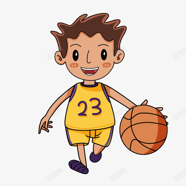 手绘体育篮球打球小男孩png免抠素材_新图网 https://ixintu.com 体育 手绘 校园 篮球