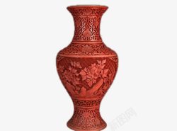 红色雕花花瓶素材