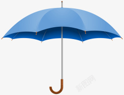 撑伞手绘卡通蓝色撑开的伞高清图片