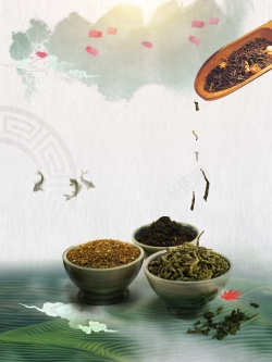 春茶上新画册茶叶促销海报背景素材高清图片