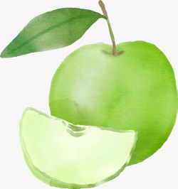 水彩青苹果手绘水彩苹果高清图片