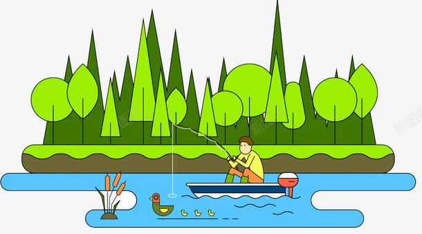 野外钓鱼渔者png免抠素材_新图网 https://ixintu.com 小船 水 水鱼 渔民 钓鱼 鱼
