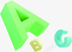 abc绿色立体海报字素材