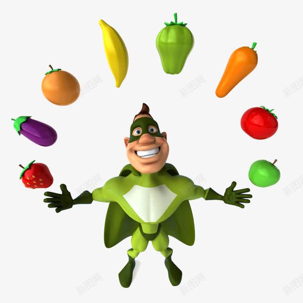 卡通绿色蔬菜超人png免抠素材_新图网 https://ixintu.com PNG 卡通 微笑 绿色超人 蔬菜