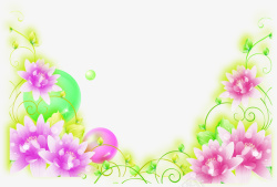 手绘梦幻粉色花朵绿叶素材