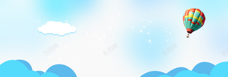 蓝色卡通夏季促销banner背景背景