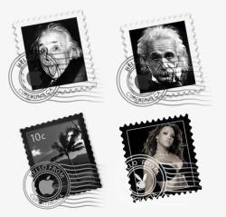 黑色邮票风景人物邮票图标高清图片