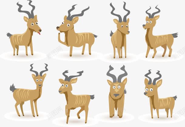 八只驯鹿png免抠素材_新图网 https://ixintu.com 不同动作的驯鹿 圣诞