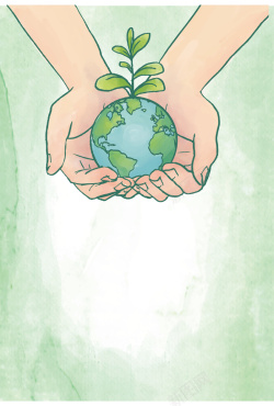 双手树苗爱护地球海报背景高清图片