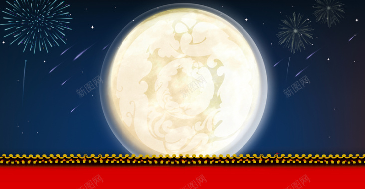 中国风满月背景背景