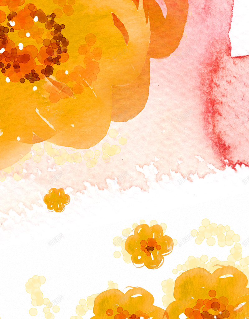 橙色水彩花卉h5背景psd设计背景_新图网 https://ixintu.com h5背景 小清新 橙色 水彩 花卉 卡通 童趣 手绘