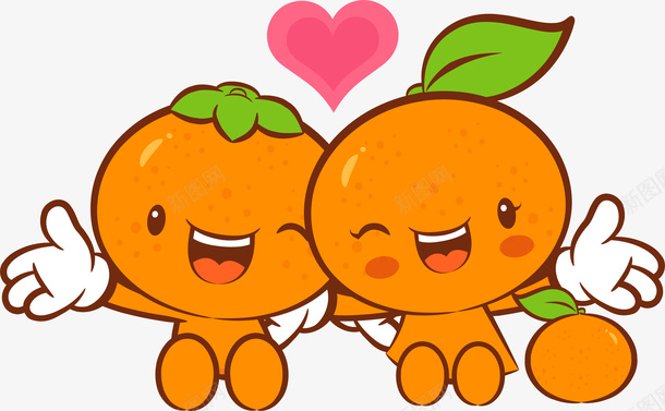 卡通橙子情侣水果cdr免抠素材_新图网 https://ixintu.com 卡通 情侣 橙子 水果