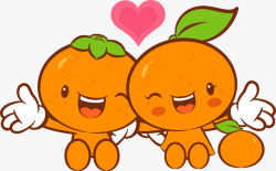 爱心卡通情侣矢量图卡通橙子情侣水果高清图片