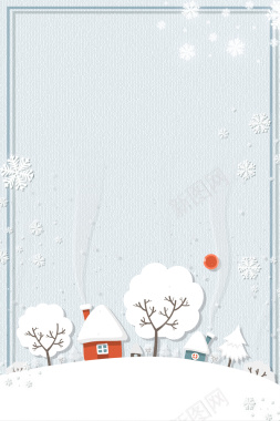 24节气大雪白色卡通下雪背景背景