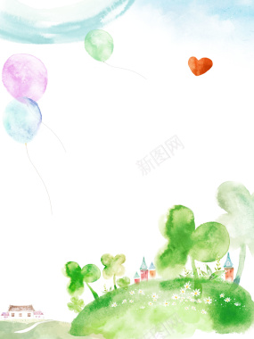 童趣气球桃心梦幻海报背景背景