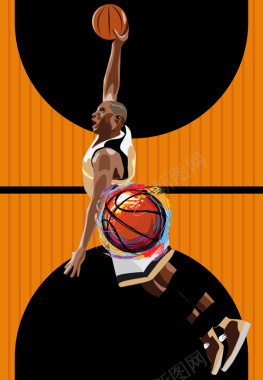 手绘卡通国际篮球日海报背景背景