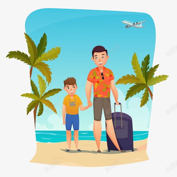 父子俩拖着行李一起旅游png免抠素材_新图网 https://ixintu.com 拖着行李 旅游 父子俩一起旅游 父子俩旅游