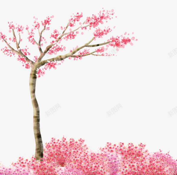 粉色小树png免抠素材_新图网 https://ixintu.com 创意 唯美 小树 小清新 手绘 树木 粉色