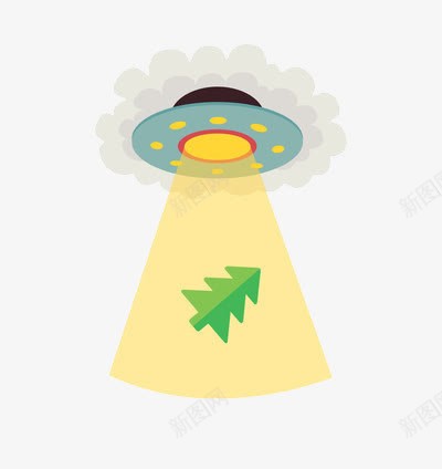 卡通版的ufo在吸东西png免抠素材_新图网 https://ixintu.com UFO 卡通 外星 磁场