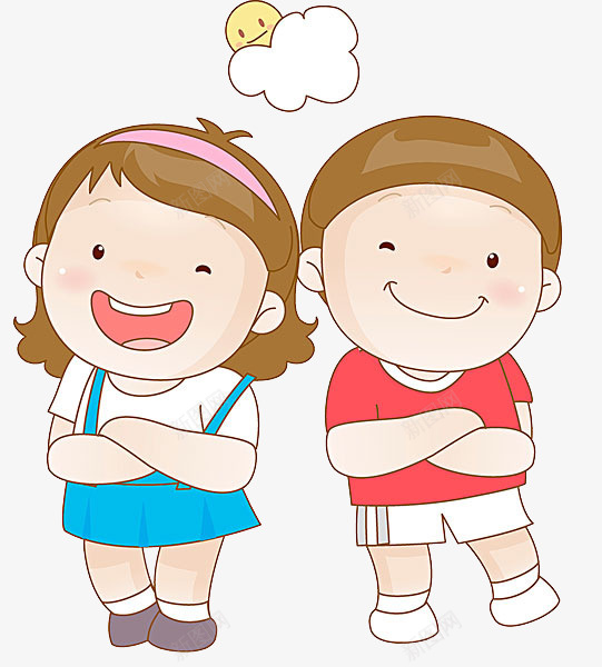手绘孩子png免抠素材_新图网 https://ixintu.com 云朵 儿童 卡通 可爱 女孩 孩子 微笑 手绘 男孩